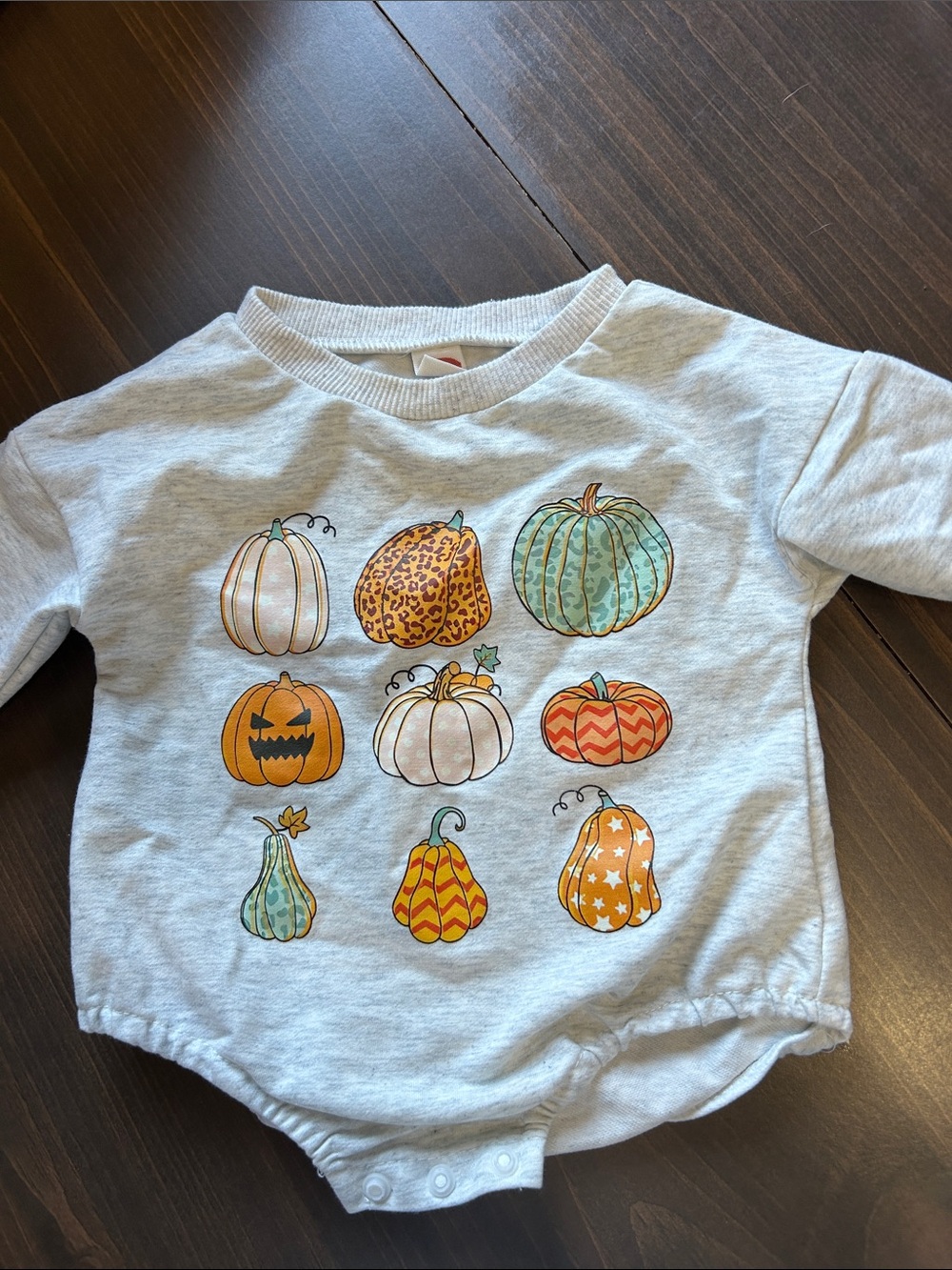 Kids Pumpkin Print Bodysuit - Gray - Halloween size 3/6 months (60)